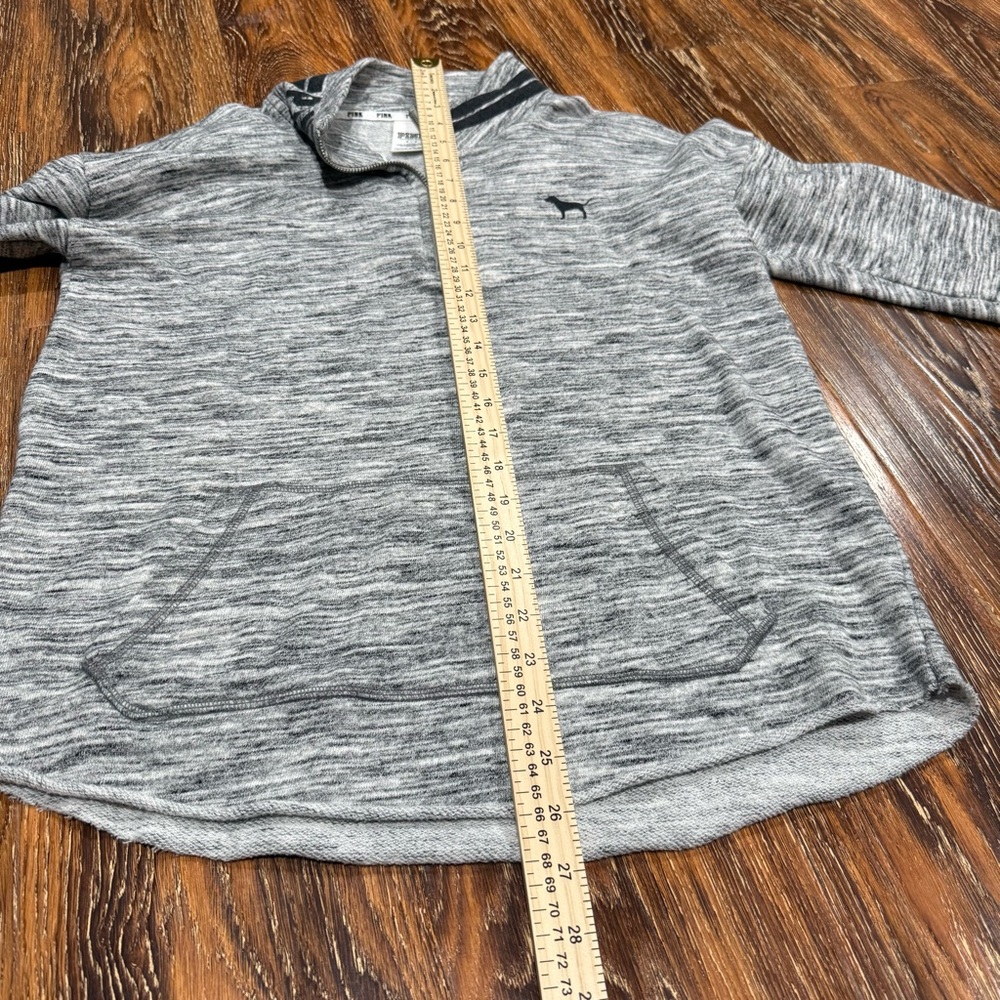 Victoria's Secret PINK Women’s Size S Gray Pullover 1/4 Zip Sweater Shirt Top - Picture 5 of 7